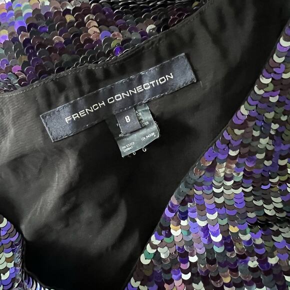 French Connection Sequin Shift Mini Dress Size 8 Sparkly Glam - Picture 5 of 6